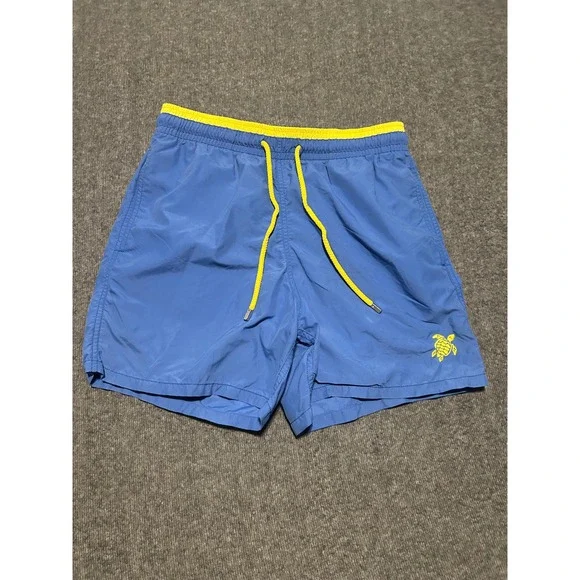 Vilebrequin swim trunks shorts mens blue Large logo lightweight beach lined read - Picture 1 of 9